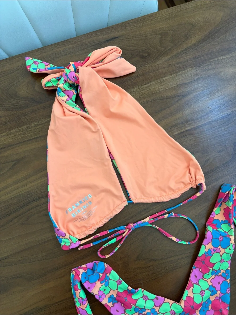 Frankie’s Bikinis Diana Halter Bikini Top & Bash Bottom 2 Piece Set Groovy XS